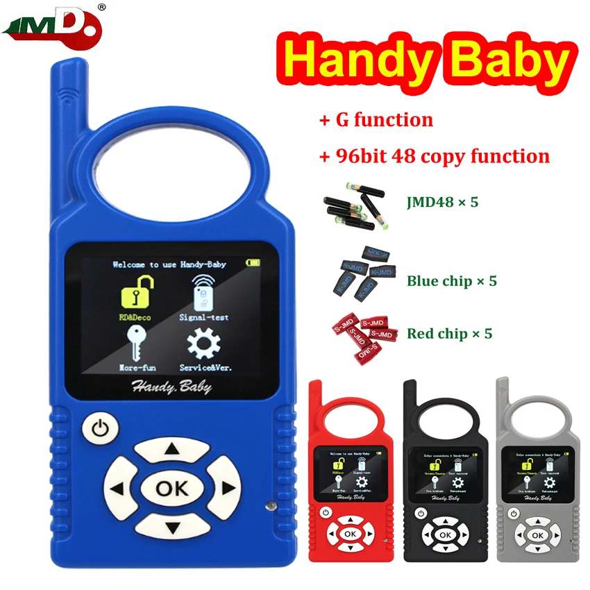 Original JMD Handy Baby V9.0.6 Auto Key Programmer Hand-held Car Key Copier for 4D/46/48/G/KING/Red Chip with Super Remote and G
Original JMD Handy Baby V9.0.6 Auto Key Programmer Hand-held Car Key Copier for 4D/46/48/G/KING/Red Chip with Super Remote and G