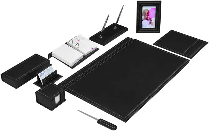 Leather 10 Pieces Desk Set With Double Document Tray Desk Organizer Office Accessories Desk Accessories Office Desk Pad Pen Box
Leather 10 Pieces Desk Set With Double Document Tray Desk Organizer Office Accessories Desk Accessories Office Desk Pad Pen Box