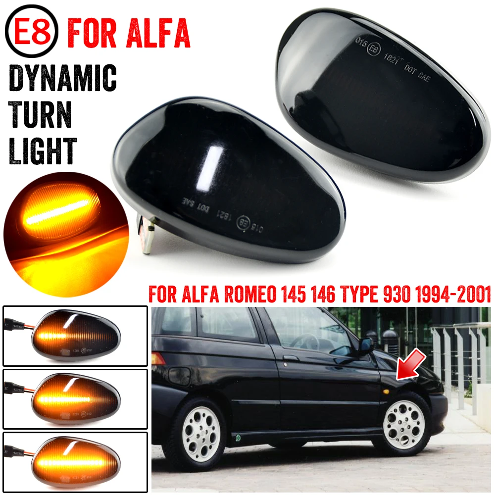 

LED Dynamic Turn Signal Light Side Marker Sequential Lamp Blinker Indicator Fit For Alfa Romeo 145 146 Type 930 1994-2001