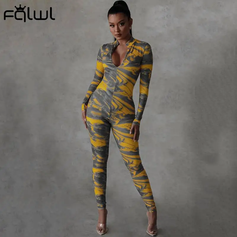 FQLWL Autumn Tie Dye Print Yellow Jumpsuits Women Zipper Long Sleeve Bodycon Jumpsuit One Piece Sexy Club Outfits For Women 2021
FQLWL Autumn Tie Dye Print Yellow Jumpsuits Women Zipper Long Sleeve Bodycon Jumpsuit One Piece Sexy Club Outfits For Women 2021