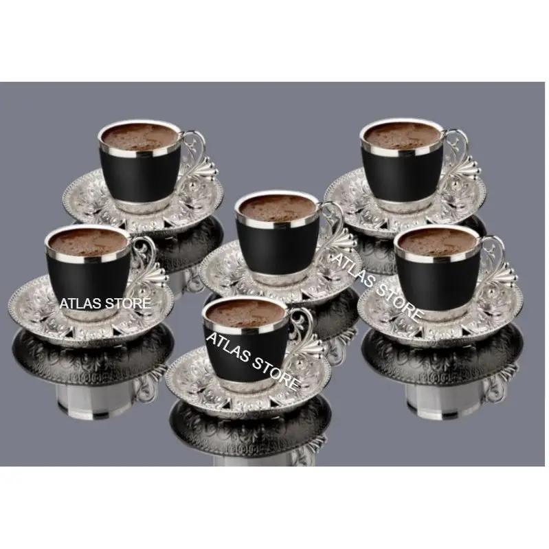 TURKISH COFFEE SİLVER PATTERNED BLACK PAINTED COLOR 6 PERSONALİTY 18 PIECES COFFEE SET
TURKISH COFFEE SİLVER PATTERNED BLACK PAINTED COLOR 6 PERSONALİTY 18 PIECES COFFEE SET
