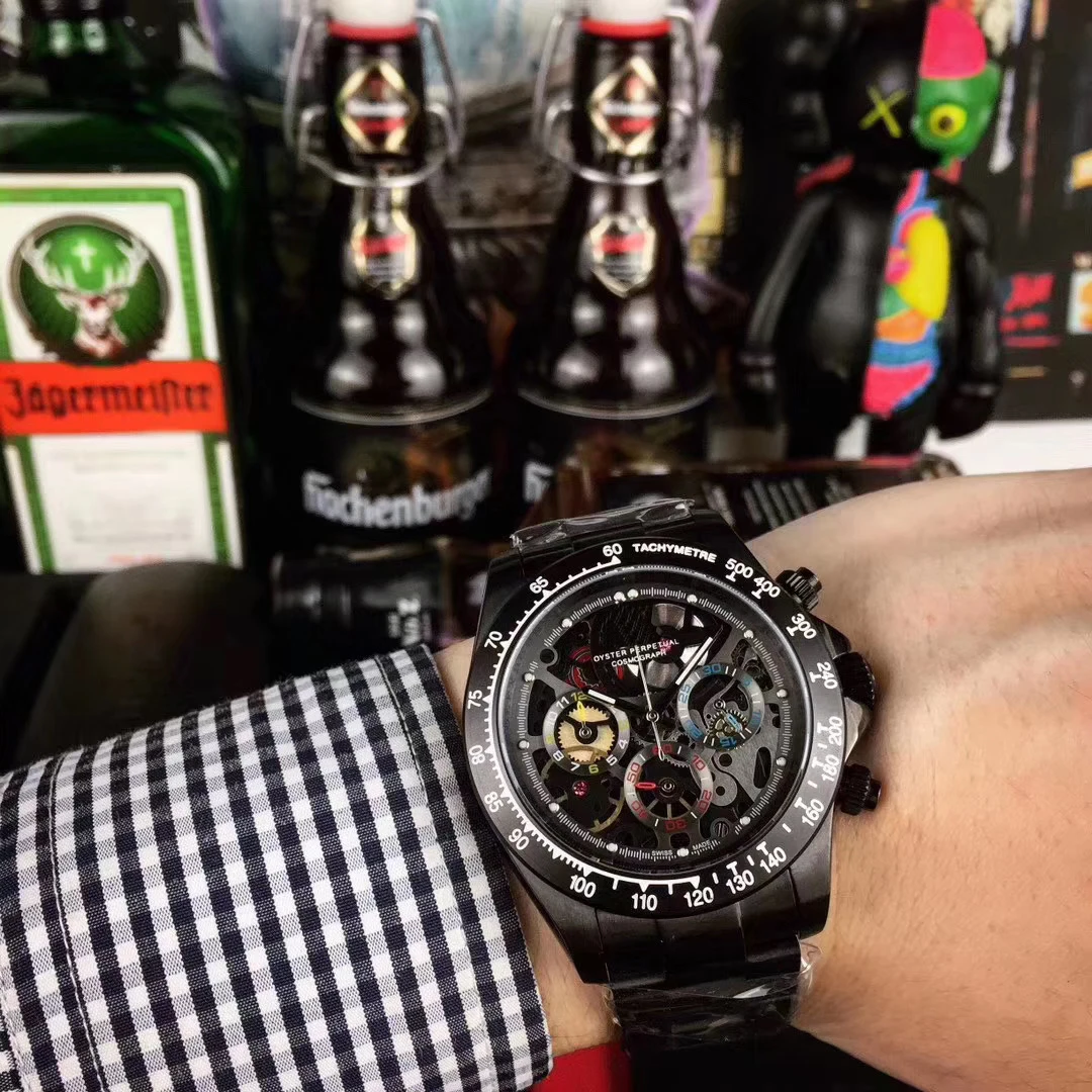 Classic New Silver Rose Gold Black Skeleton Japanese Quartz Chronograph Stainless Steel Men Watches Sapphire Ceramic Bezel
Classic New Silver Rose Gold Black Skeleton Japanese Quartz Chronograph Stainless Steel Men Watches Sapphire Ceramic Bezel