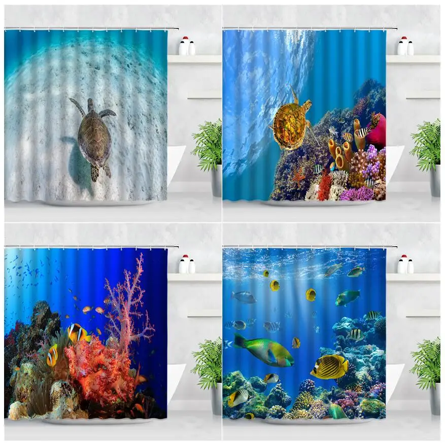Sea Turtle Tropical Fish Landscape Shower Curtains Coral Underwater World Ocean Scenery Home Decor Bathroom Fabric Bath Curtain
Sea Turtle Tropical Fish Landscape Shower Curtains Coral Underwater World Ocean Scenery Home Decor Bathroom Fabric Bath Curtain