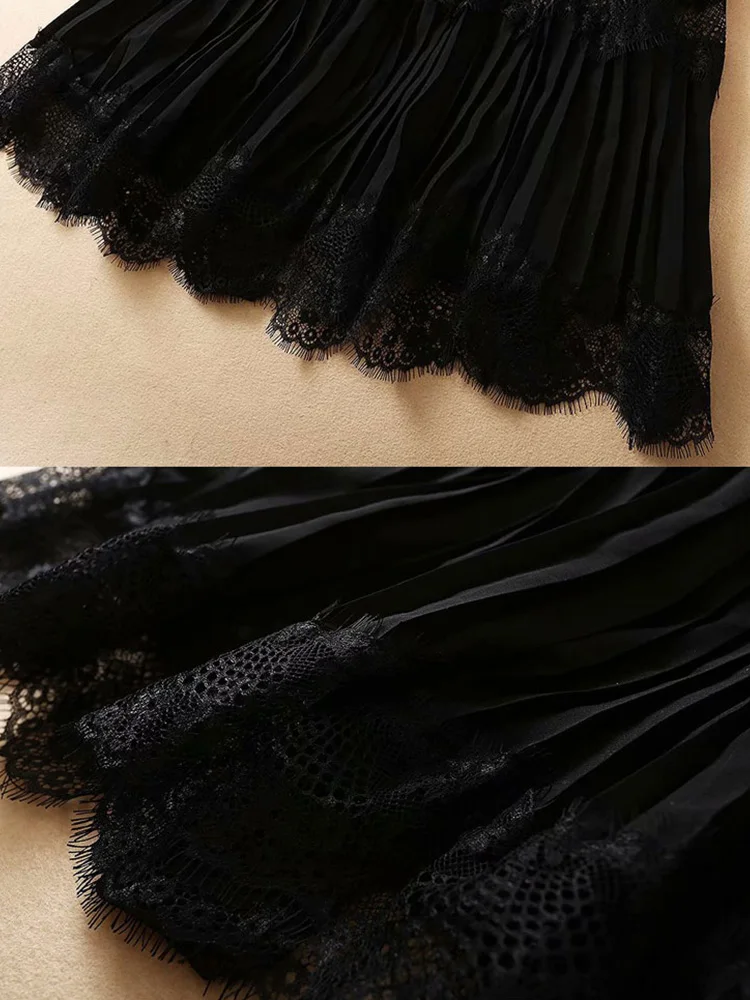Sexy V-neck applique lace heavy craftsmanship draped waist sexy hollow A-line pleated dress ladies autumn new style personality
Sexy V-neck applique lace heavy craftsmanship draped waist sexy hollow A-line pleated dress ladies autumn new style personality