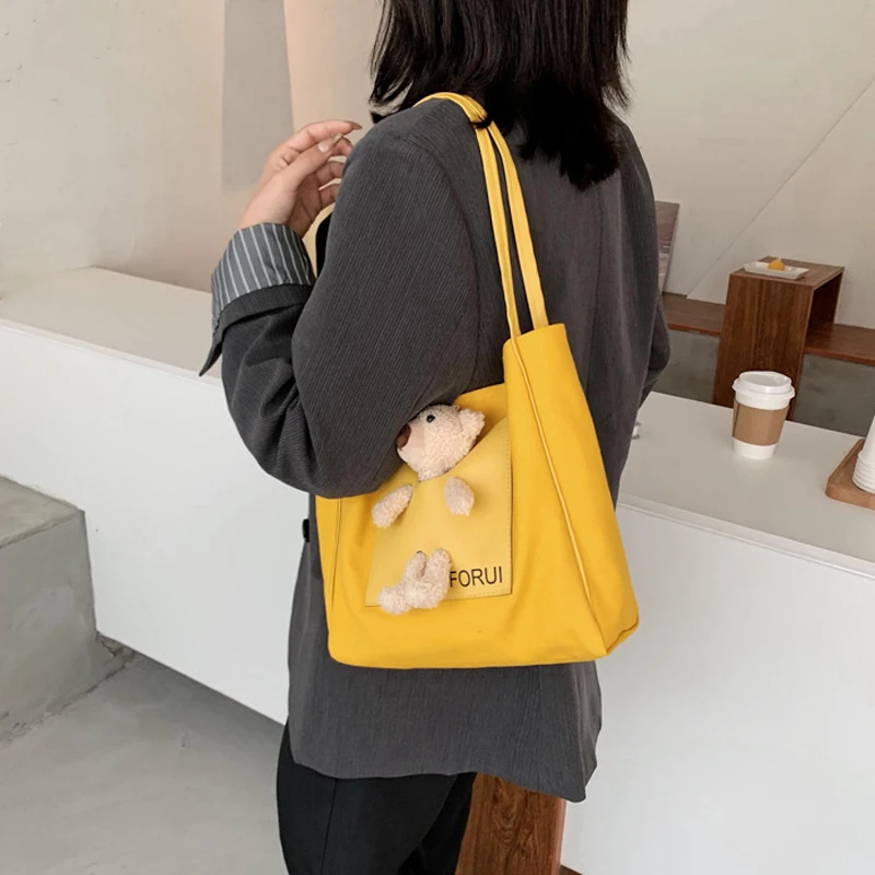 Bags for Women Ladies Handbags Student Bear Canvas Bag Casual Solid Color Shoulder Bag Reusable Beach Bag
Bags for Women Ladies Handbags Student Bear Canvas Bag Casual Solid Color Shoulder Bag Reusable Beach Bag