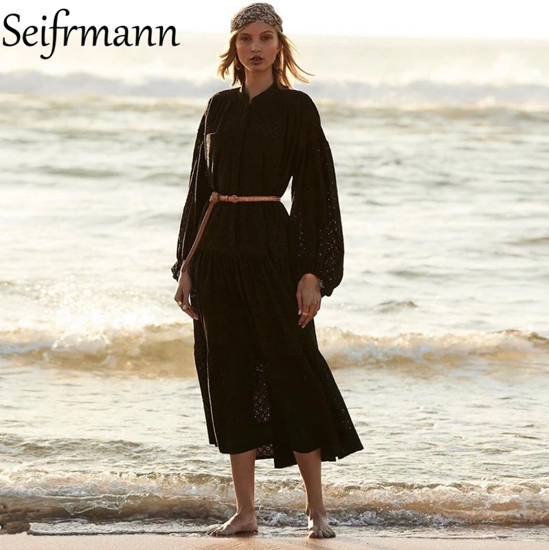 Seifrmann New 2021 Autumn Women Fashion Designer Party Midi Dress Lantern Sleeve Sashes White Print Ladies A-Line Dress Vestidos
Seifrmann New 2021 Autumn Women Fashion Designer Party Midi Dress Lantern Sleeve Sashes White Print Ladies A-Line Dress Vestidos