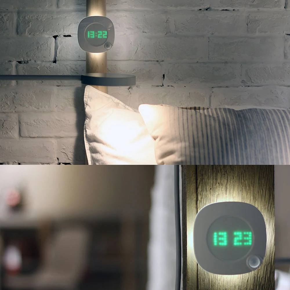 Novelty Motion Sensor LED Night Light Rotatable Digital Display Night Clock Light USB Rechargeable Household Wall Lamp
Novelty Motion Sensor LED Night Light Rotatable Digital Display Night Clock Light USB Rechargeable Household Wall Lamp