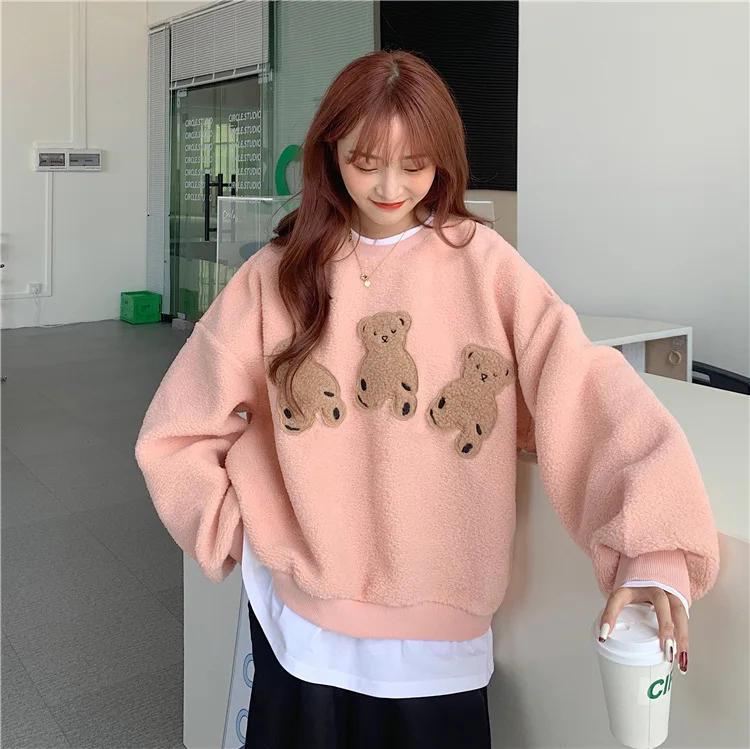 2020 New Hair Bear Kawaii Sweatshirt Women Thick Loose Korean Jacket Tide Ins Long Sleeve Pullovers Autumn Winter Clothes Women
2020 New Hair Bear Kawaii Sweatshirt Women Thick Loose Korean Jacket Tide Ins Long Sleeve Pullovers Autumn Winter Clothes Women