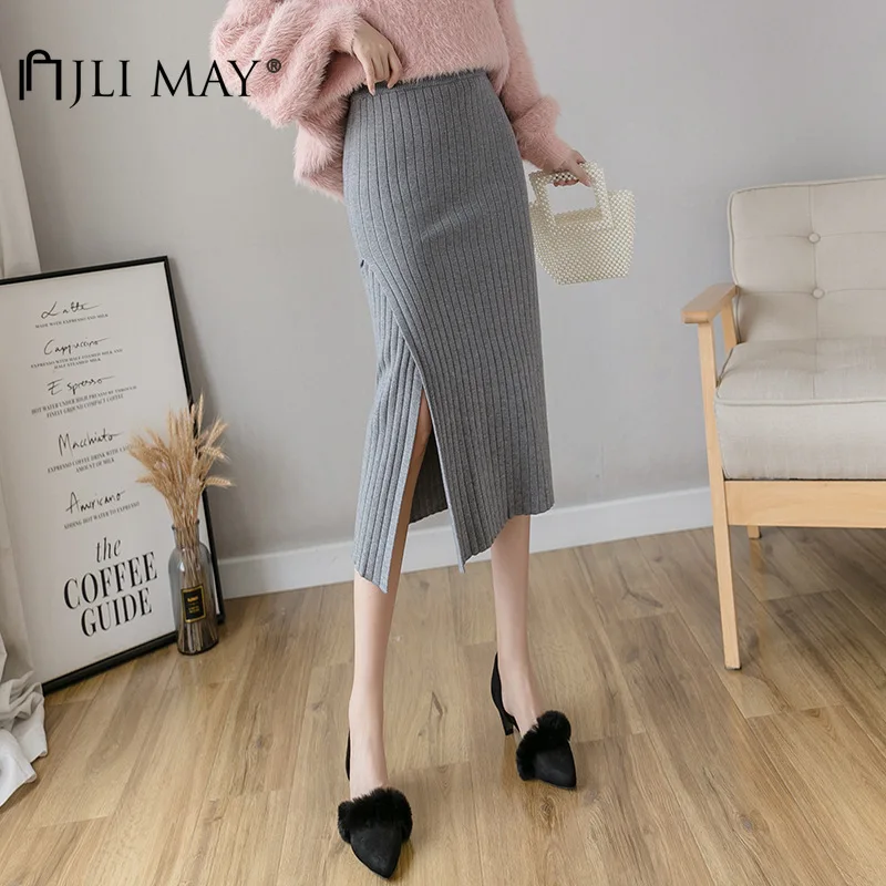 JLI MAY Women Skirts Knitting Autumn Winter Solid Elastic High Waist Slim Split Sweet Mid-Calf Skirt 
JLI MAY Women Skirts Knitting Autumn Winter Solid Elastic High Waist Slim Split Sweet Mid-Calf Skirt