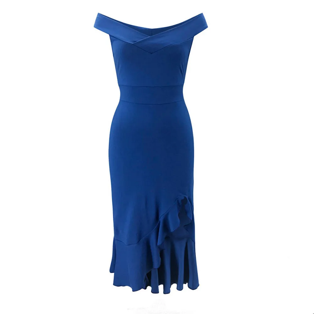Summer Dress Sexy Temperament One-Shoulder V-Neck Ruffled Skinny Dress Women Solid Color Elegant Party Bodycon Dresses Femme
Summer Dress Sexy Temperament One-Shoulder V-Neck Ruffled Skinny Dress Women Solid Color Elegant Party Bodycon Dresses Femme