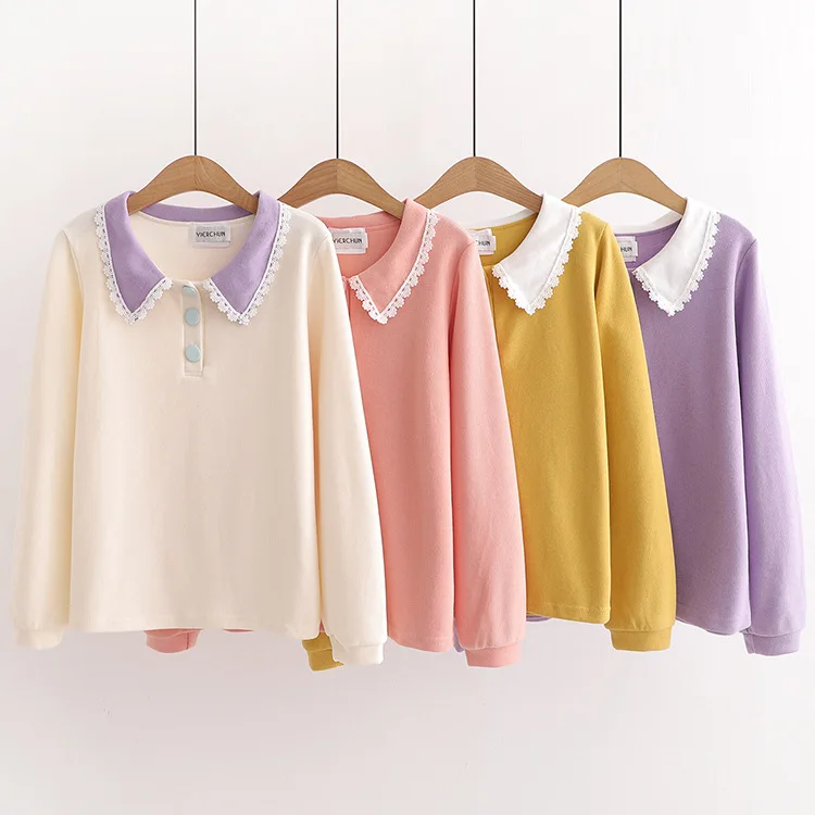 Милая толстовка с длинными рукавами, худи с кружевом, новинка 2020, милый стиль, воротник Питер Пэн, Femme, модные корейские пуловеры, спортивный костюм для девочек
Милая толстовка с длинными рукавами, худи с кружевом, новинка 2020, милый стиль, воротник Питер Пэн, Femme, модные корейские пуловеры, спортивный костюм для девочек