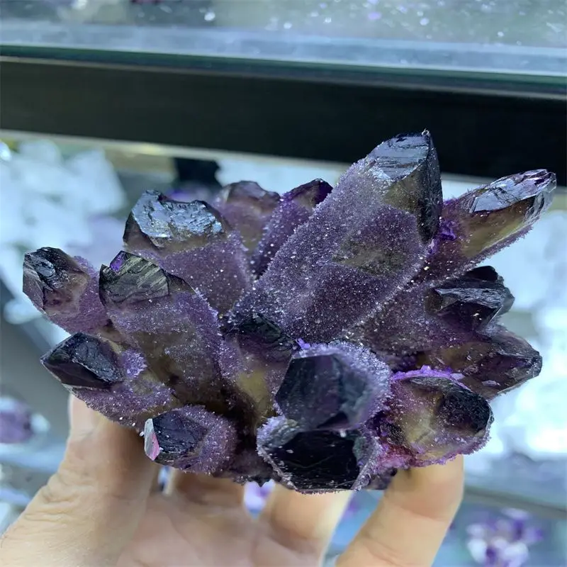 

300-400g Natural purple Ghost Phantom Quartz Crystal Cluster rock stones and crystals mineral reiki Healing Specimen Home