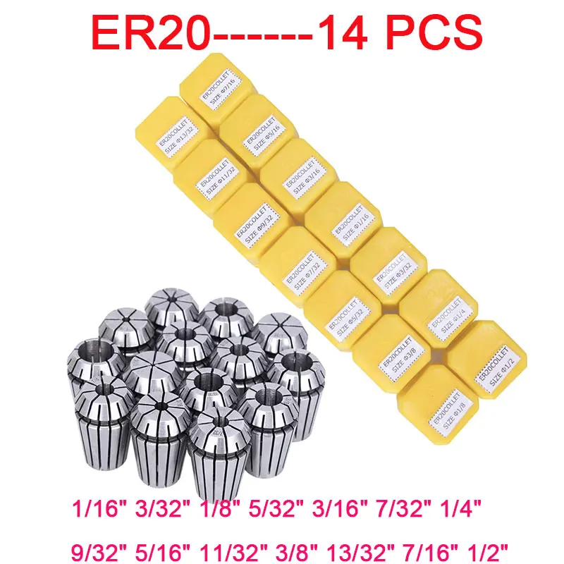 ER20 Spring Collet Set for CNC Engraving Machine and Milling Lathe Tool Workholding Engraving Collets
ER20 Spring Collet Set for CNC Engraving Machine and Milling Lathe Tool Workholding Engraving Collets