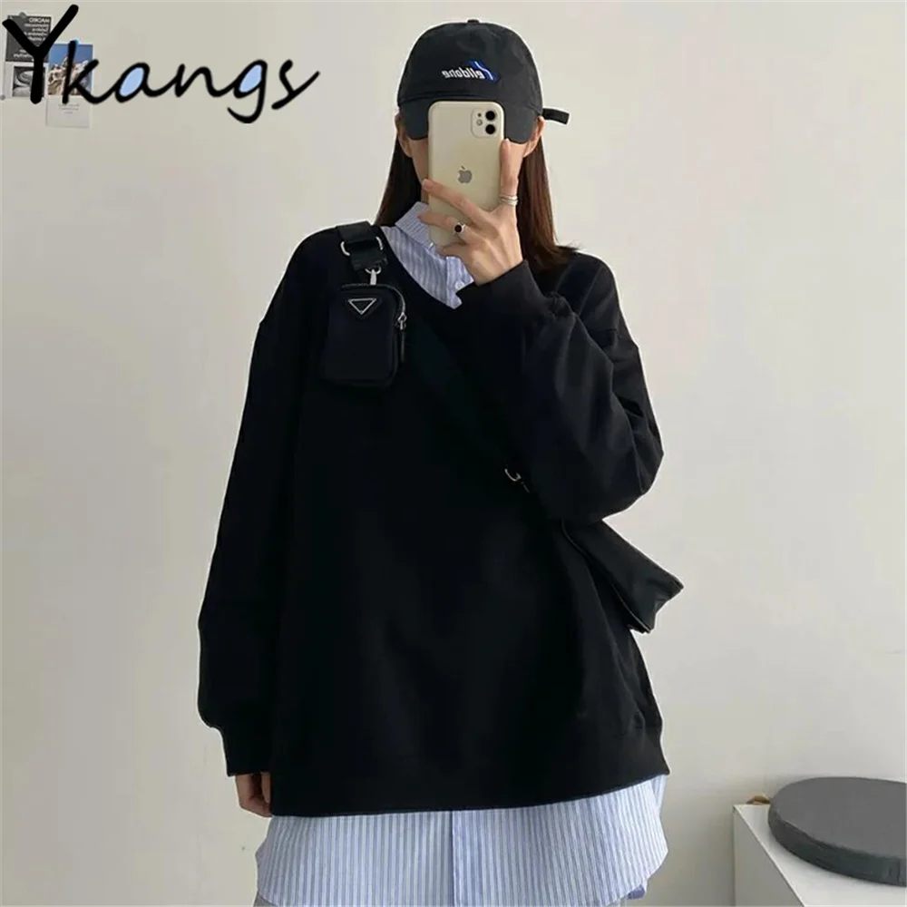 Loose Solid Color All-Match V-Neck Casual Sweatshirt Vintage Simplicity Oversiezed Pullover Spring Autumn Thin Women Streetwear
Loose Solid Color All-Match V-Neck Casual Sweatshirt Vintage Simplicity Oversiezed Pullover Spring Autumn Thin Women Streetwear