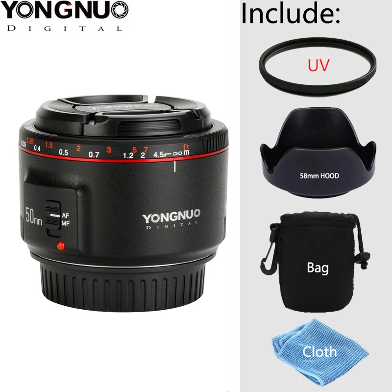 Объектив YONGNUO YN50mm F1.8 II с автофокусом Большая диафрагма эффект боке для камер Canon EOS
