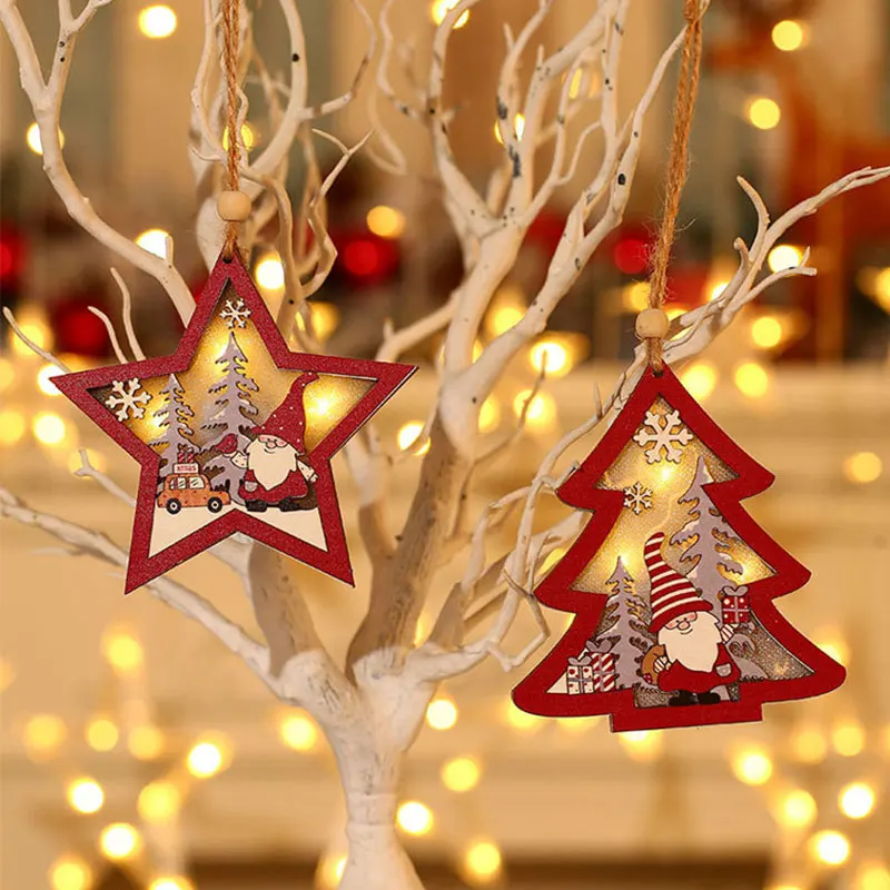 Novelty Christmas Light Hanging Ornaments Xmas Light Santa Claus Stars Red Wooden Pendant Decoration Party Favors Decor Supplies
Novelty Christmas Light Hanging Ornaments Xmas Light Santa Claus Stars Red Wooden Pendant Decoration Party Favors Decor Supplies