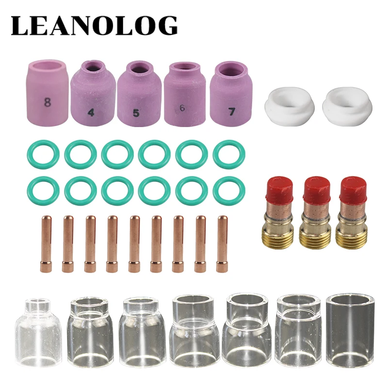 38Pcs/lot TIG Welding Torch Nozzle Ring Cover Gas Lens Glass Cup Kit For WP17/18/26 Welding Accessories Tool Kit Set
38Pcs/lot TIG Welding Torch Nozzle Ring Cover Gas Lens Glass Cup Kit For WP17/18/26 Welding Accessories Tool Kit Set
