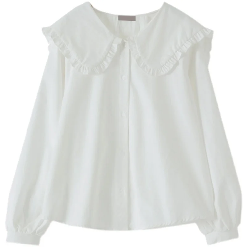 Retro French Hong Kong Style Design Sense Niche Ruffled Doll Collar White Shirt Top for Women Gentle Korean Style Spring
Retro French Hong Kong Style Design Sense Niche Ruffled Doll Collar White Shirt Top for Women Gentle Korean Style Spring