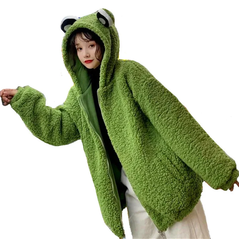 2021 Autumn Winter Frog Eyes Hooded Sweatshirt Zip-up Plush Fleece Oversized Hoodies Women Thicken Keep Warm Kawaii Outwear Top
2021 Autumn Winter Frog Eyes Hooded Sweatshirt Zip-up Plush Fleece Oversized Hoodies Women Thicken Keep Warm Kawaii Outwear Top