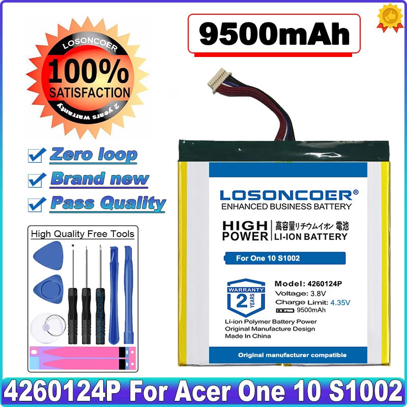 LOSONCOER 9500 мА/ч, 4260124P Батарея для Acer один 10Мб S1002 ноутбук планшетный ПК в наличии
LOSONCOER 9500 мА/ч, 4260124P Батарея для Acer один 10Мб S1002 ноутбук планшетный ПК в наличии