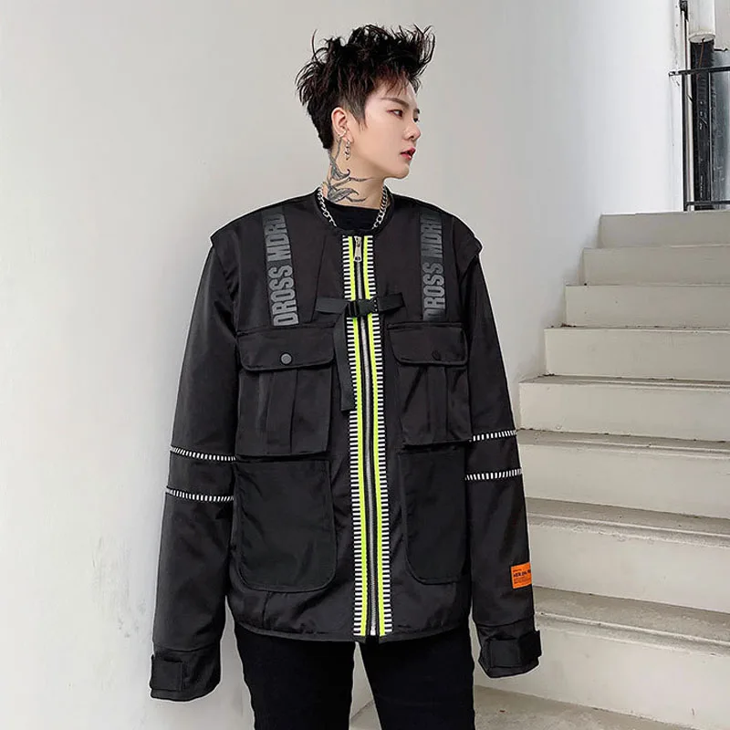 Куртка-карго Мужская черная, в стиле хип-хоп, весна-осень 
Куртка-карго Мужская черная, в стиле хип-хоп, весна-осень