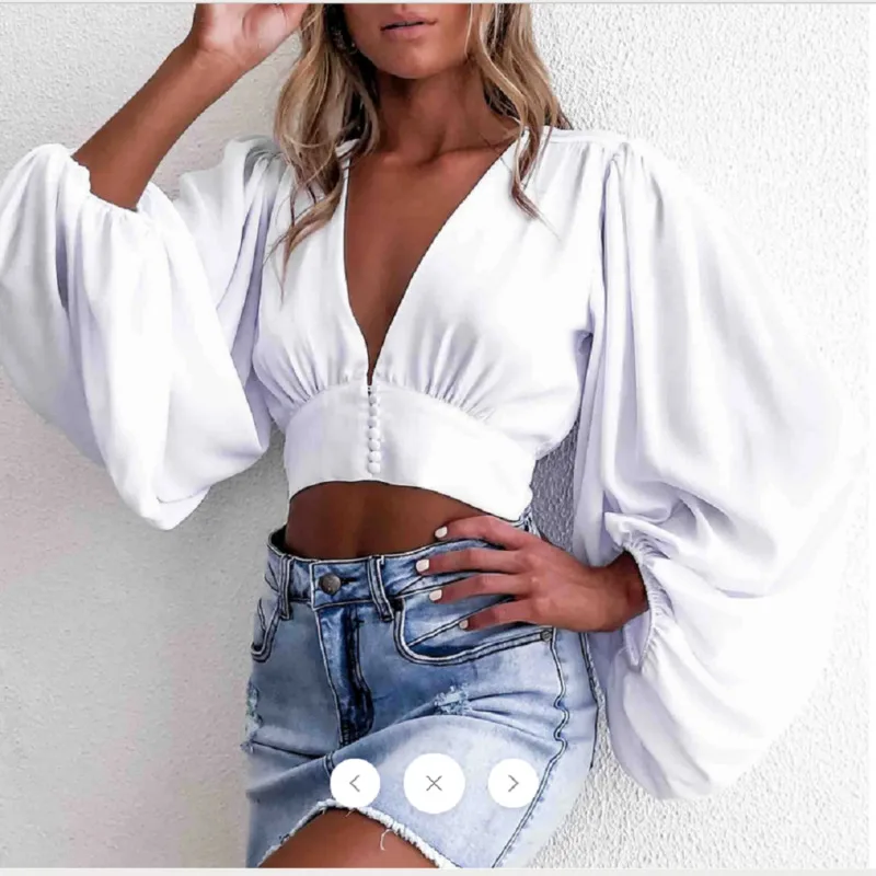 Fashion Women Long Sleeve Deep-V Neck Top Blouse Ladies Sexy And Charming Short Casual Shirt Hot Sale Summer Shirt Female Blusas
Fashion Women Long Sleeve Deep-V Neck Top Blouse Ladies Sexy And Charming Short Casual Shirt Hot Sale Summer Shirt Female Blusas