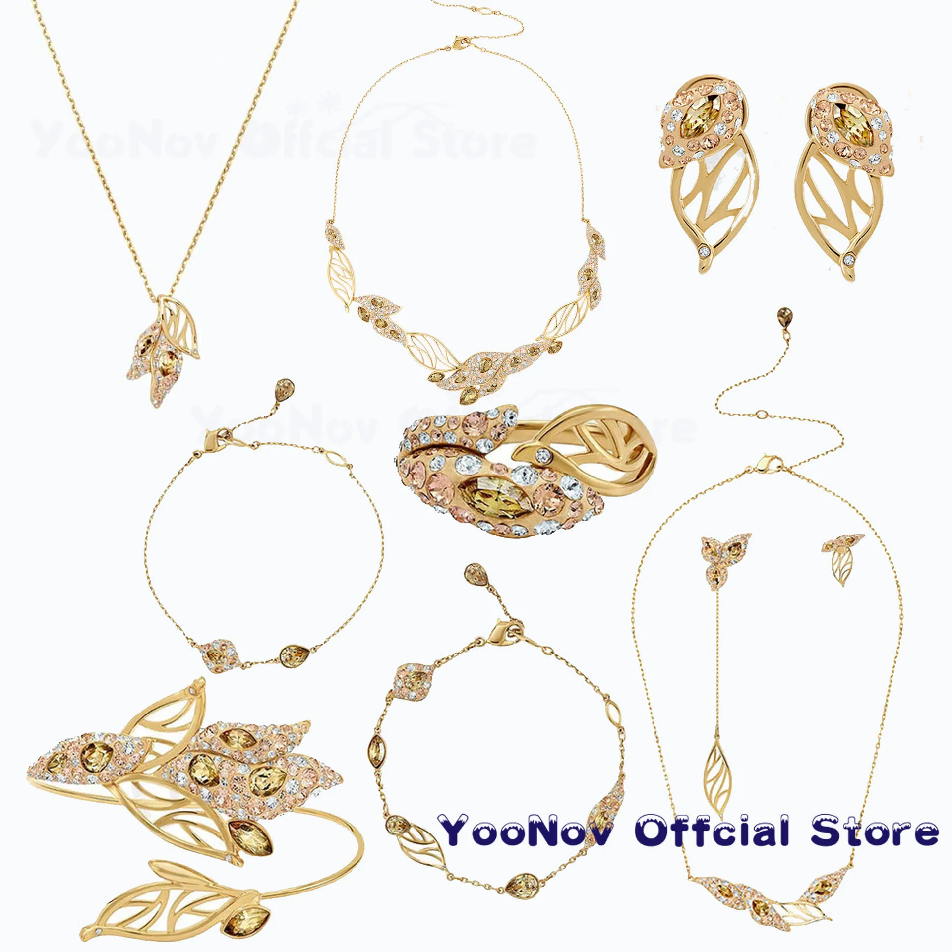 SWA Original Fashion Jewelry GRACEFUL BLOOM Set Gold Leaf Shaped Petal Camellia Series Crystal Wild Woman Jewelry Romantic Gift
SWA Original Fashion Jewelry GRACEFUL BLOOM Set Gold Leaf Shaped Petal Camellia Series Crystal Wild Woman Jewelry Romantic Gift