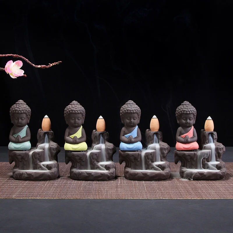 1Pc Burner The Little Monk Small Buddha Censer Ceramic Waterfall Backflow Incense Burner Holder Home Decor Buddhist Supplies
1Pc Burner The Little Monk Small Buddha Censer Ceramic Waterfall Backflow Incense Burner Holder Home Decor Buddhist Supplies