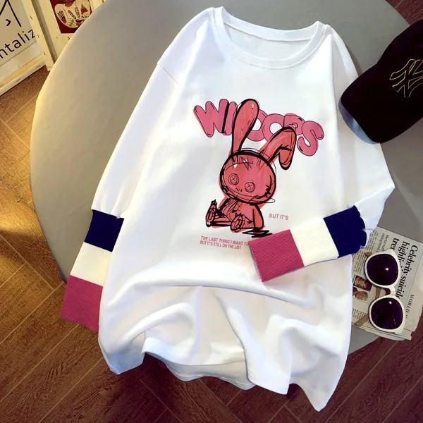 Cartoon Printing Stitching Fake Two-piece Long-sleeved T-shirt Female 2021 Spring Autumn New Korean Loose Casual Bottoming Top
Cartoon Printing Stitching Fake Two-piece Long-sleeved T-shirt Female 2021 Spring Autumn New Korean Loose Casual Bottoming Top