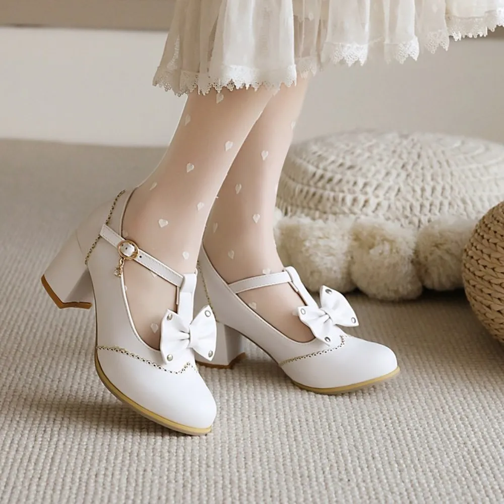 Womens Mary Jane Bowknot Rhinestones T-strap Lolita Block High Heel Pumps Chunky Shoes Sweet 4Colors Plus Size 34-48
Womens Mary Jane Bowknot Rhinestones T-strap Lolita Block High Heel Pumps Chunky Shoes Sweet 4Colors Plus Size 34-48
