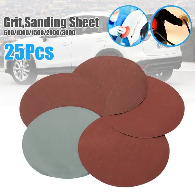 25pcs 150mm/6 Inch 600/1000/1500/2000/3000 Grit Sanding Sheet Discs Ho and Loop Round Shape Sandpaper Mixed Polishing /Clean
25pcs 150mm/6 Inch 600/1000/1500/2000/3000 Grit Sanding Sheet Discs Ho and Loop Round Shape Sandpaper Mixed Polishing /Clean