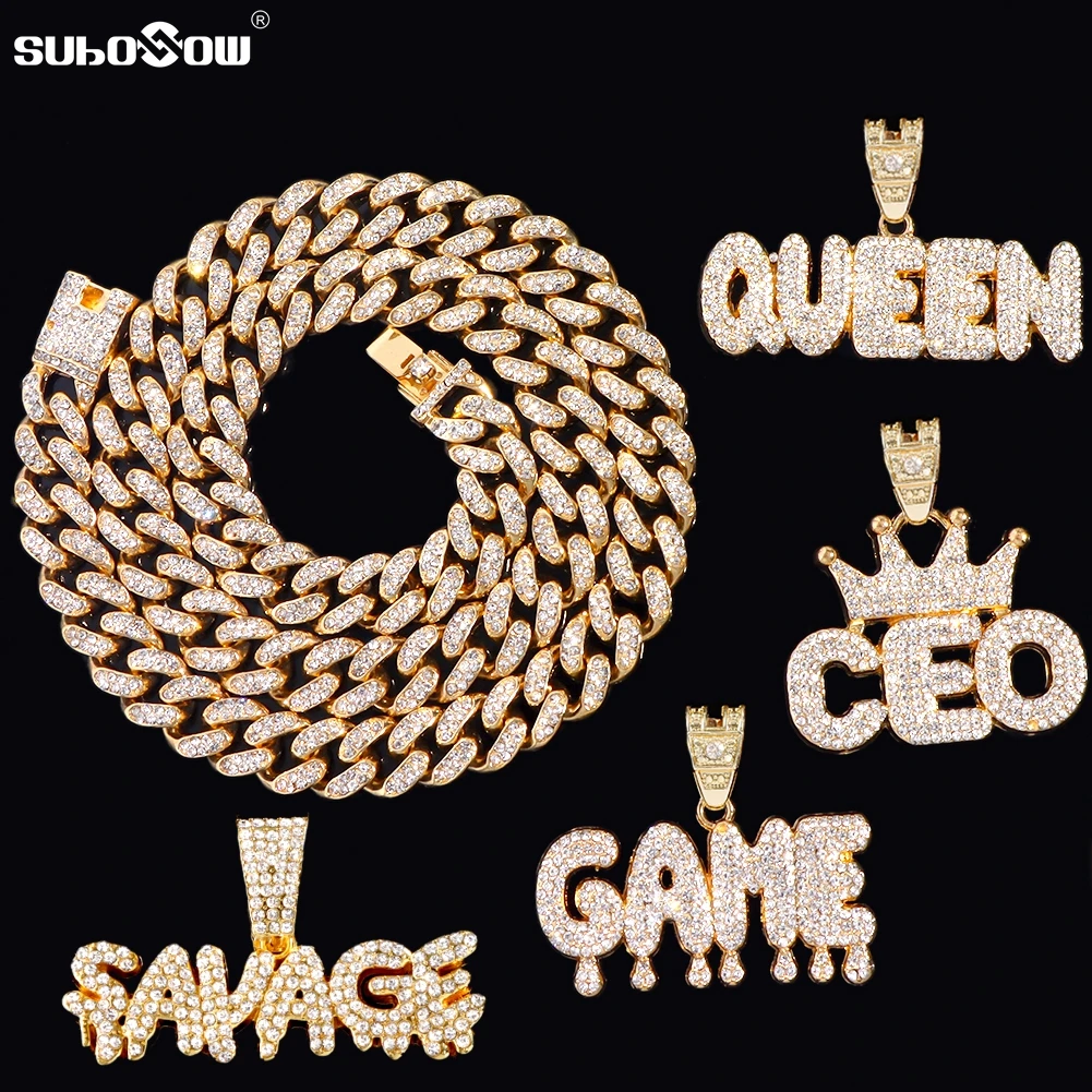 Bling Hip Hop QUEEN SAVAGE Letters Pendant Necklace for Women Men Rhinestone Cuban Iced Out Chain Necklaces Male Charm Jewelry
Bling Hip Hop QUEEN SAVAGE Letters Pendant Necklace for Women Men Rhinestone Cuban Iced Out Chain Necklaces Male Charm Jewelry