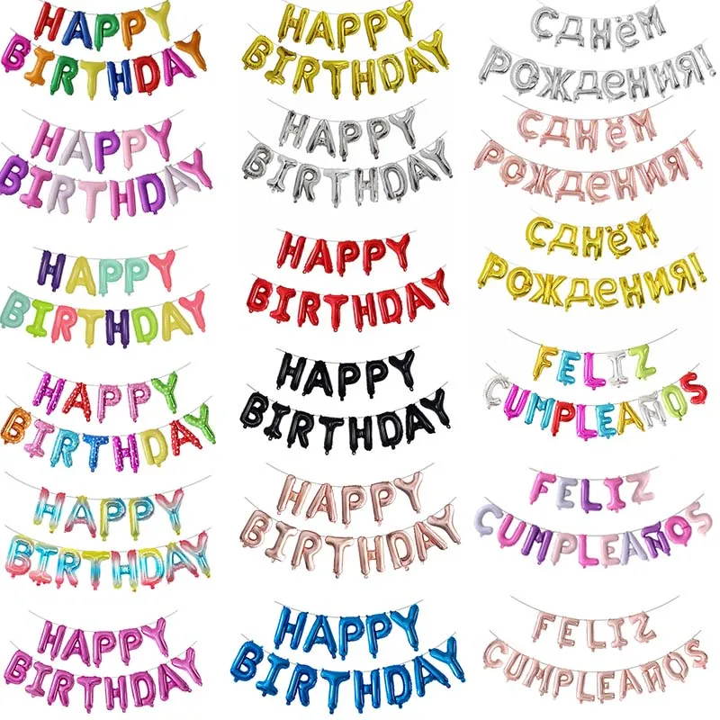 13pcs Letters HAPPY BIRTHDAY Foil Helium Balloons Silver Gold Children Happy Birthday Letter Ballons party Decorations Supplies
13pcs Letters HAPPY BIRTHDAY Foil Helium Balloons Silver Gold Children Happy Birthday Letter Ballons party Decorations Supplies