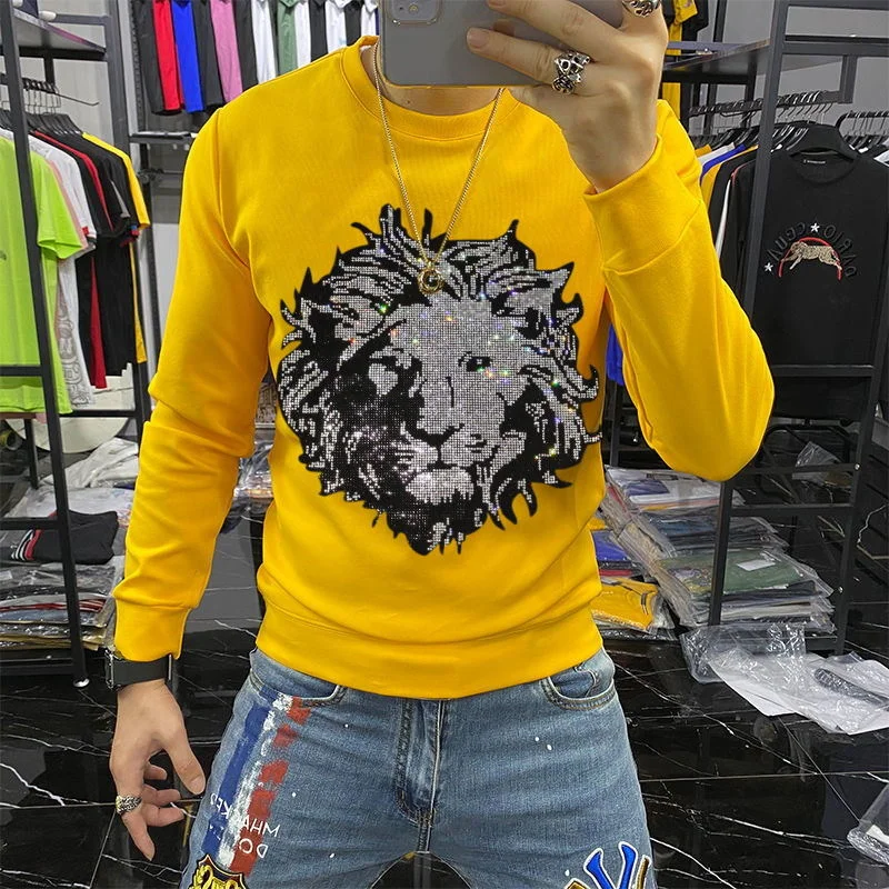Brand Men's Hoodie Diamond Lion Popular Street Slim Sweatshirt Thicken Plus Fleece Winter Pullover
Brand Men's Hoodie Diamond Lion Popular Street Slim Sweatshirt Thicken Plus Fleece Winter Pullover