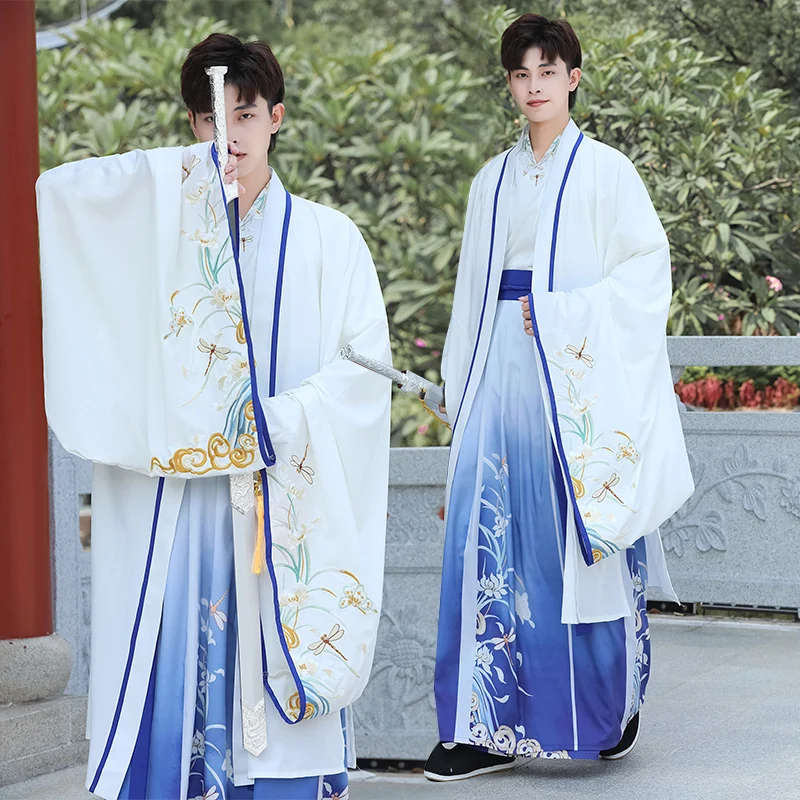 

Large Size Traditional Hanfu Dress Man Wei Jin Dynasty Costume Couple Chinese Ancient Swordsman Clothing Male Kimono Tang Suit