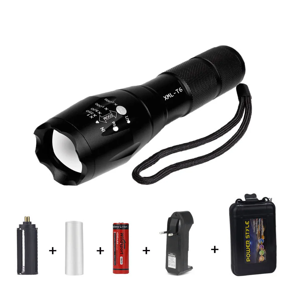 

Portable Led Flashlights 5 Modes 18650 OR AAA Battery High Power Zoomable Rechargeable Camping Tactical T6 Waterproof Flashlight