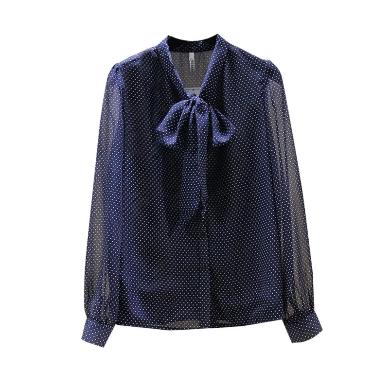 Women's Spring Autumn Blouses Korean Style Bow-knot Polka-dot Chiffon Shirt New Slimming Long-sleeved Female Tops GX335
Women's Spring Autumn Blouses Korean Style Bow-knot Polka-dot Chiffon Shirt New Slimming Long-sleeved Female Tops GX335