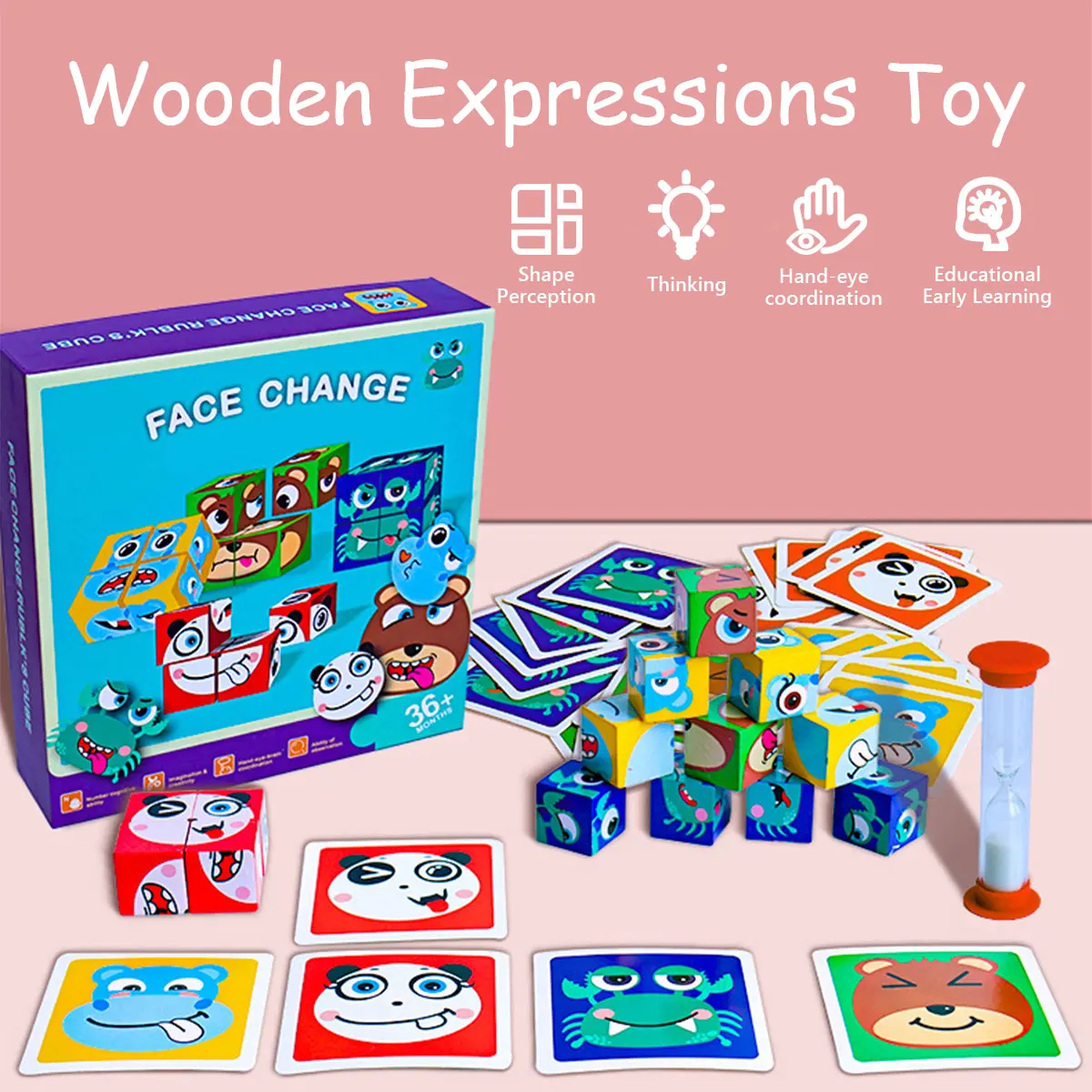 16pcs Expressions Matching Block Puzzles w/64 Cards Early Educational Expression Matching Block Parent-kids Interactive Blocks
16pcs Expressions Matching Block Puzzles w/64 Cards Early Educational Expression Matching Block Parent-kids Interactive Blocks