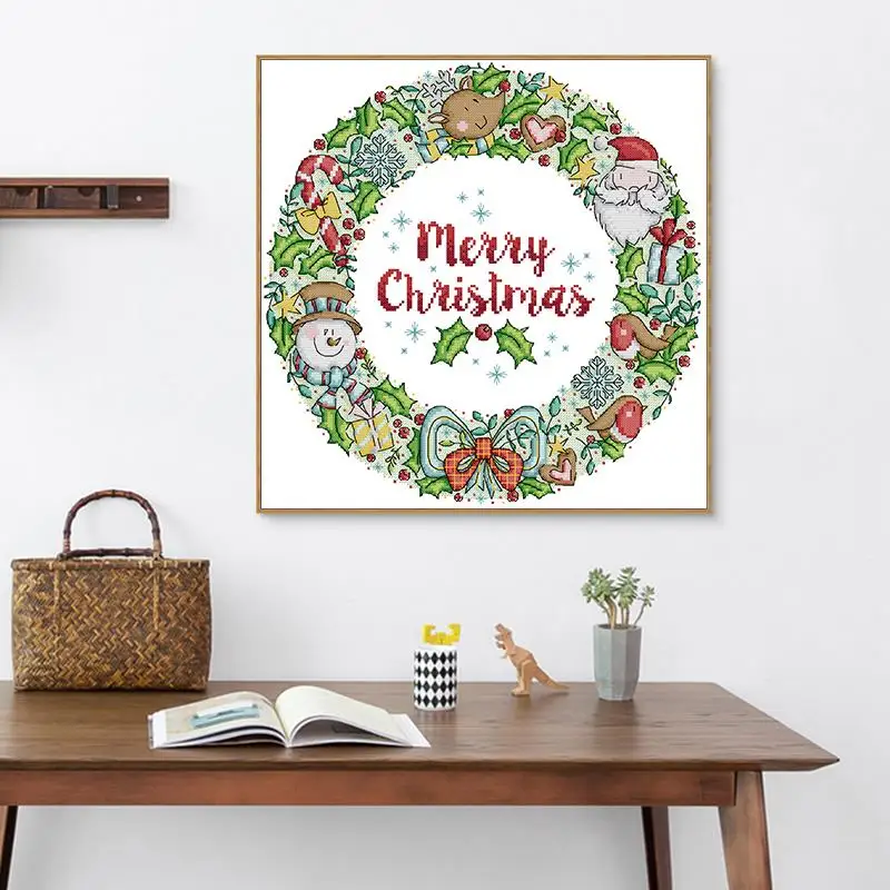 Christmas wreath stamping cross stitch kit floral pattern 14CT 11CT count canvas printed fabric embroidery needlework home decor
Christmas wreath stamping cross stitch kit floral pattern 14CT 11CT count canvas printed fabric embroidery needlework home decor