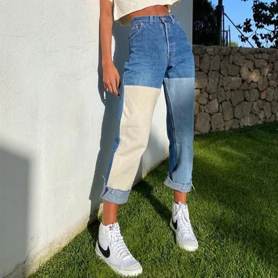 2021 New Spring Women’s Korean Straight Jeans Personality Contrast Color Stitching High-waist Long Pants with Pocket
2021 New Spring Women’s Korean Straight Jeans Personality Contrast Color Stitching High-waist Long Pants with Pocket