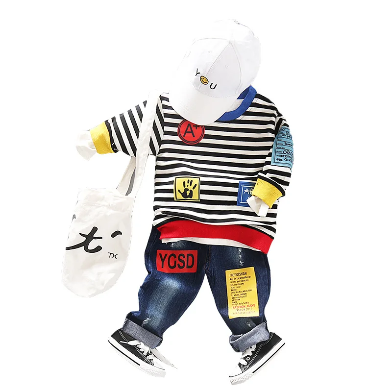 Baby Boy Two Pieces Suits Spring Autumn Kids Fashion Striped Sweatshirt+Jeans Outfits Set Toddler Casual Twinset Clothing C0026
Baby Boy Two Pieces Suits Spring Autumn Kids Fashion Striped Sweatshirt+Jeans Outfits Set Toddler Casual Twinset Clothing C0026