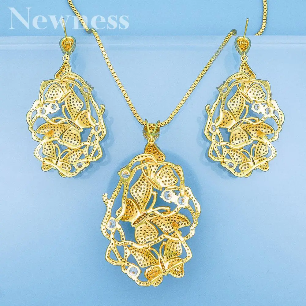 Newness Luxury Floral Petals Luxury Betterfly Full Cubic Zircon Copper Wedding Engagement Earring Necklace Jewelry
Newness Luxury Floral Petals Luxury Betterfly Full Cubic Zircon Copper Wedding Engagement Earring Necklace Jewelry