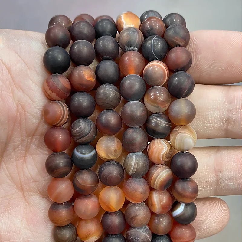 

Natural Matte Fantasy Dream Stripe Agate Stone Round Beads for Jewelry Findings Diy Bracelet Necklace 15"Strand 4 6 8 10 12 14MM