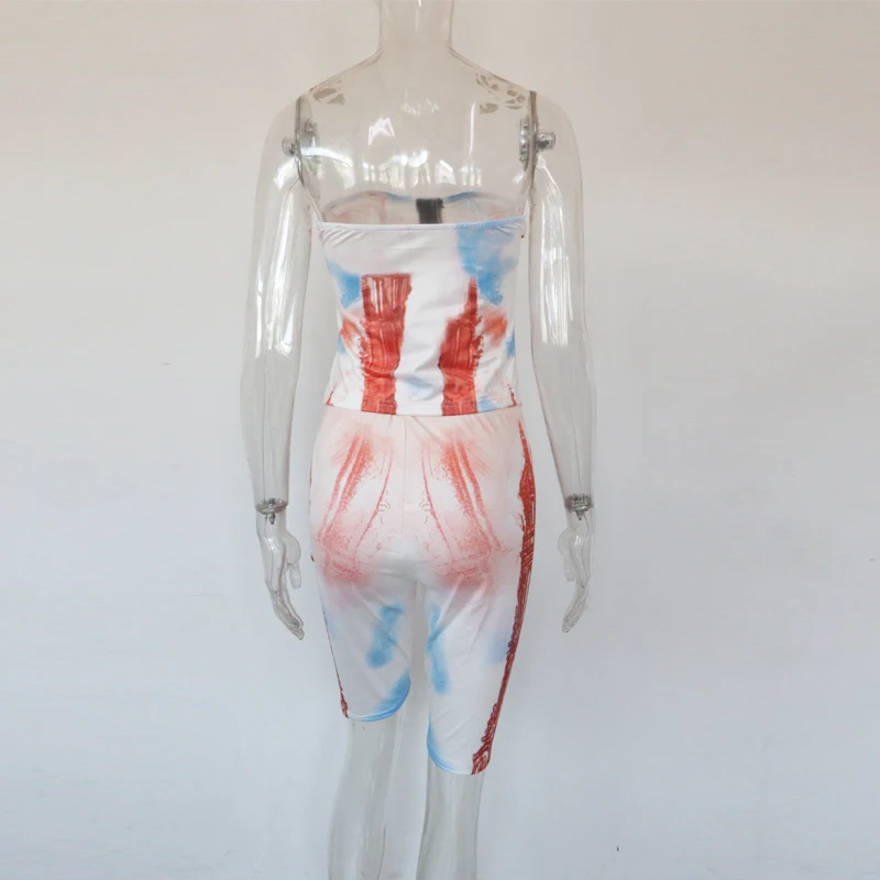 Kricesseen Sexy Print Two Pieces Shorts Set Women Summer Strapless Top And High Waist Shorts Suits Clubwear Matching Sets 
Kricesseen Sexy Print Two Pieces Shorts Set Women Summer Strapless Top And High Waist Shorts Suits Clubwear Matching Sets