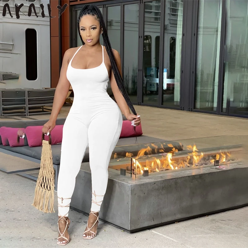 Akaily Summer Streetwear Black Halter Sleeveless Backless Jumpsuit Women White Elastic Bodycon Jumpsuit Female One Piece Outfit
Akaily Summer Streetwear Black Halter Sleeveless Backless Jumpsuit Women White Elastic Bodycon Jumpsuit Female One Piece Outfit