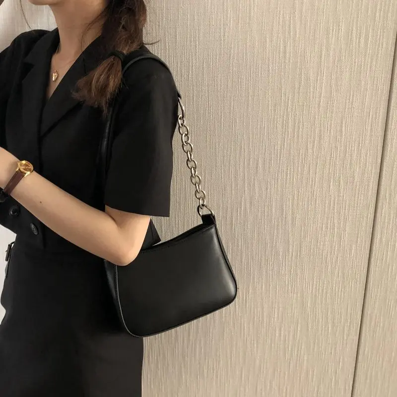 

Women Bag Black PU Flap Korean Ladylike Chains Casual Solid Fashion Shoulder Bag Handbag Pures And Bags Crossbody Women Bag