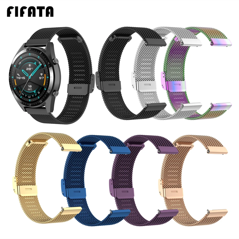 Металлический ремешок FIFATA для Huawei Watch GT2/GT 2e Смарт часы браслет Samsung Galaxy 46/42 Gear S3 S2