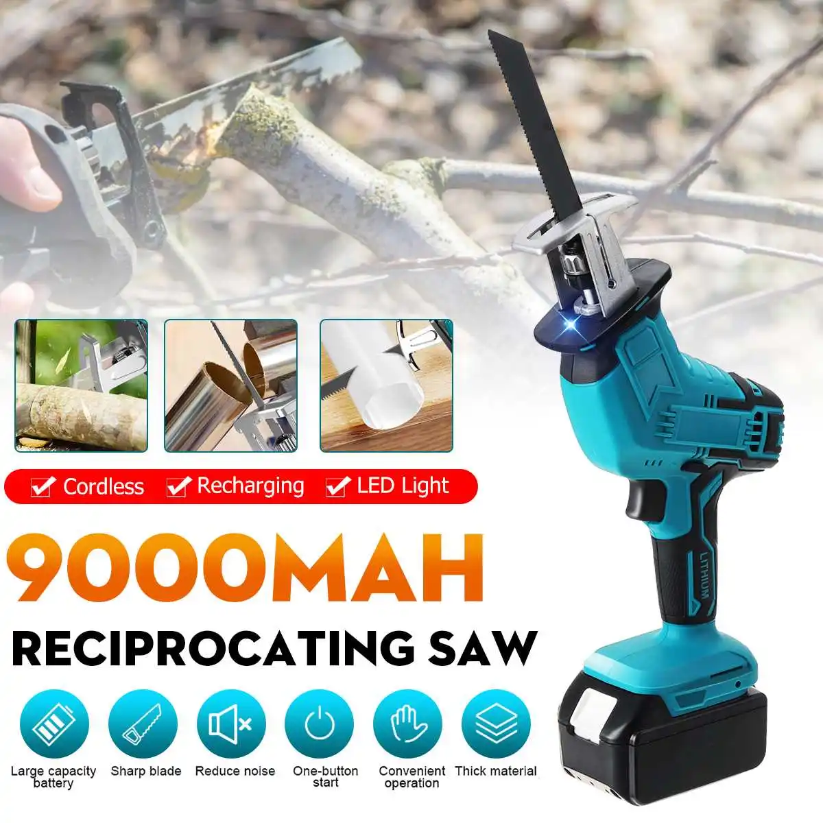 68V Cordless Reciprocating Saw Electric Saw Metal Wood Cutting Power Machine Tool for Makita Battery US Plug with EU Adapter
68V Cordless Reciprocating Saw Electric Saw Metal Wood Cutting Power Machine Tool for Makita Battery US Plug with EU Adapter
