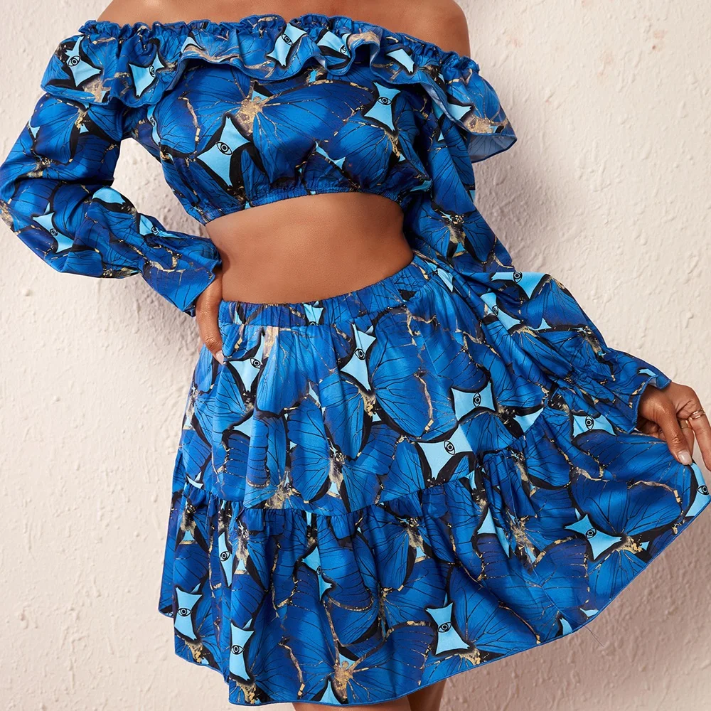 2021 One-piece Dress Set, Ruffled Neck, Butterfly Printed Short Long Sleeve Two-piece Dress
2021 One-piece Dress Set, Ruffled Neck, Butterfly Printed Short Long Sleeve Two-piece Dress