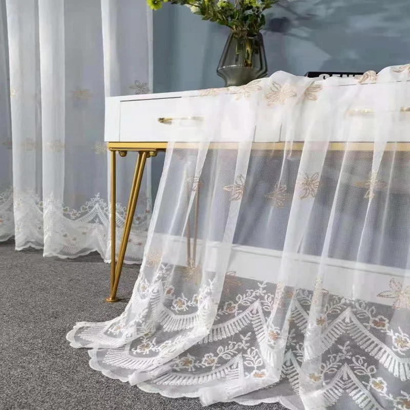 European White Grey lace Screen tulle Curtains sheer for living room bedroom window luxury floral curtain drapes
European White Grey lace Screen tulle Curtains sheer for living room bedroom window luxury floral curtain drapes